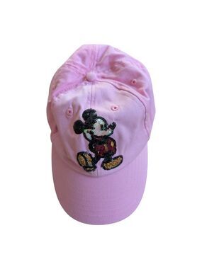 Disney Parks Pink Sparkled Mickey Mouse Baseball Hat Cap Pink youth size